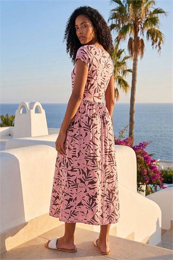 Floral Print Stretch Midi Dress 14744372
