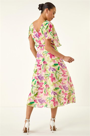 Petite Floral Print Cape Midi Dress 14830238