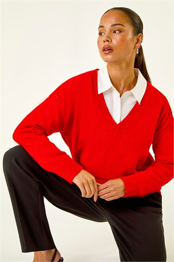 Petite V-Neck Knit Jumper 16222978