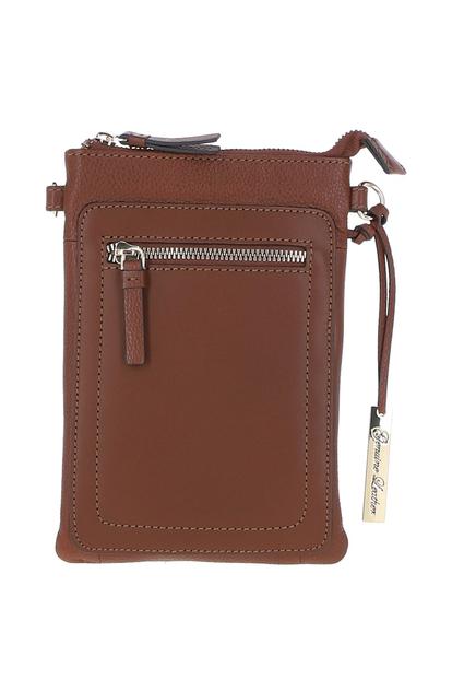 Black Real Leather Crossbody Smart Phone Bag