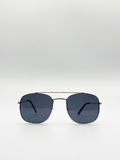 Metallic Aviator Style Double Bridge Sunglasses