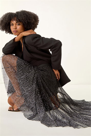 Polka Dot Print Elasticated Mesh Skirt 17039308