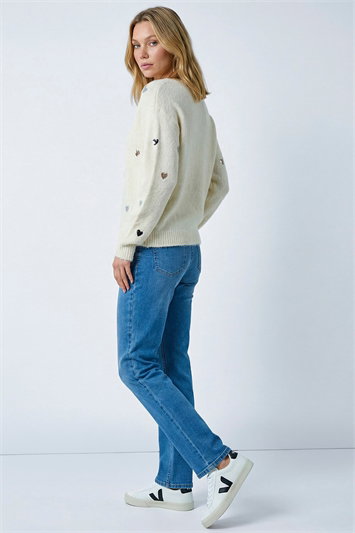 Sequin Heart Fluffy Knit Jumper 16226038