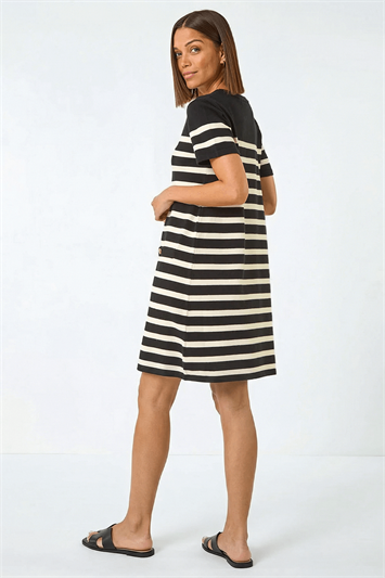 Stripe Button A-Line Knit Dress 14623508