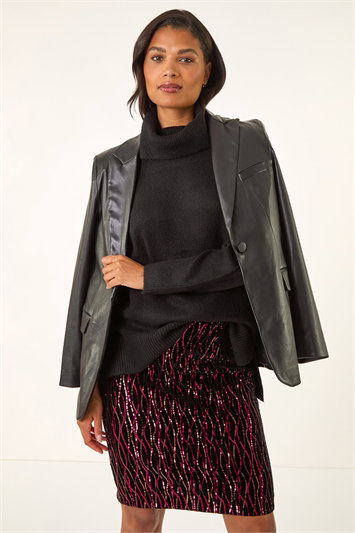 Velvet Sequin Detail Pencil Skirt 17053532