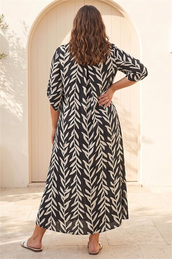 Curve Leaf Print Woven Dress 14837708