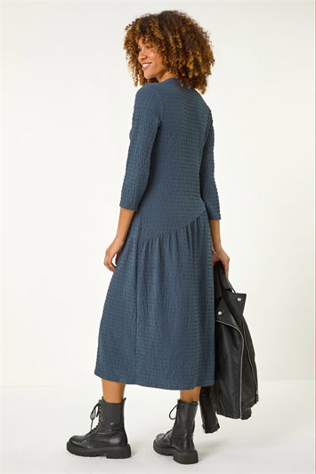 Textured A-Line Stretch Midi Dress 14661025