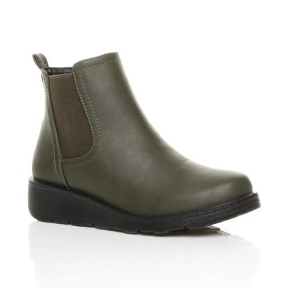 Black Low Wedge Comfort Ankle Chelsea Boots