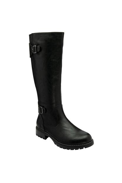 Black Brandi Buckle Detail Kneehigh Boots