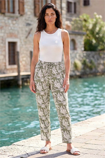 Green Classic Floral Print Trouser
