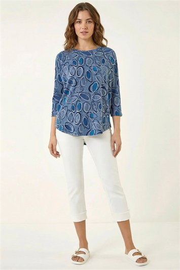 Abstract Printed Raglan Top 19466309