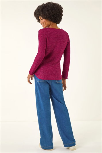 Textured Colour Block Knit Jumper 16311578