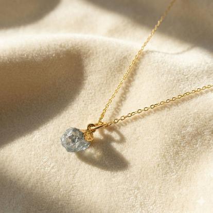 Blue Raw Aquamarine Gold Plated March Birthstone Necklace