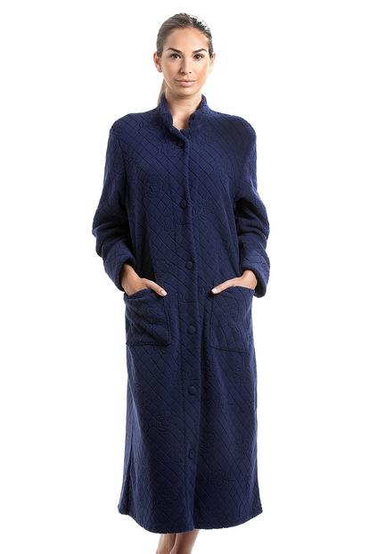 Purple Soft Fleece Floral Button Up Housecoat