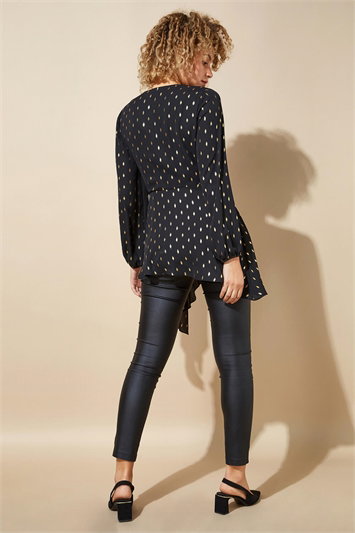 Metallic Polka Dot Print Cross Over Top 20049108