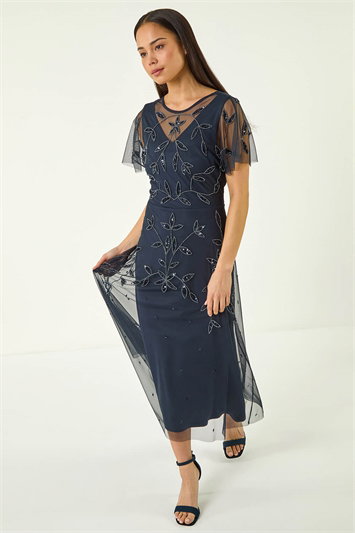 Petite Embroidered Mesh Layered Dress 14791260