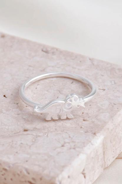 Metallic Sterling Silver Triceratops Dinosaur Ring