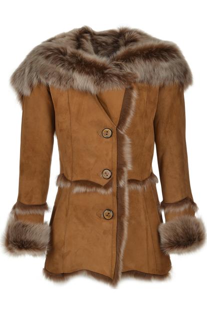 'Muna' Toscana Long Haired Shearling Jacket With Large Hood M000059335