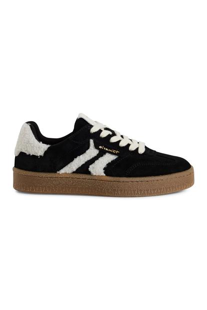 Black Tamaris Womens Black White Fur Sneakers