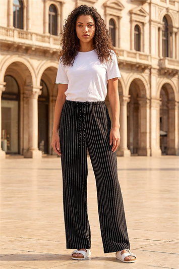 Petite Stripe Pull On Stretch Trouser 18090808