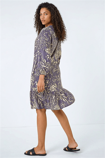 Petite Abstract Print Tiered Dress 14806536