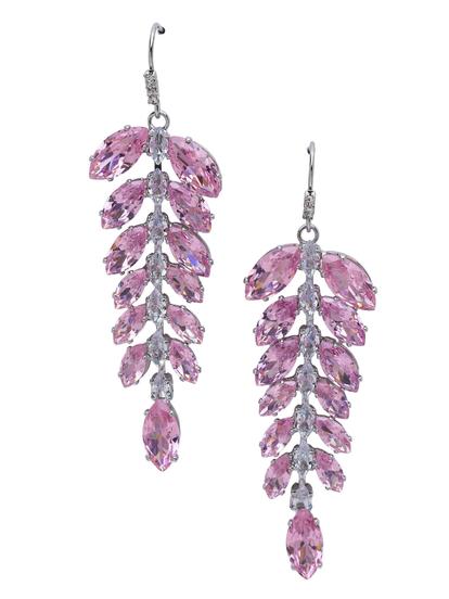 Pink Leaf Vine Chandelier Earrings