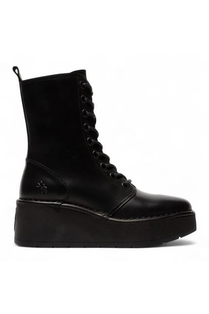Black Womens Soft Platform Ankle Boots-Hait273