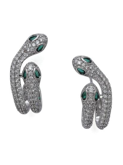 Metallic Pavé Serpent Hugger Stud Earrings