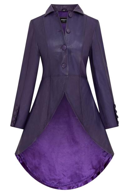 Purple Goth Full Length Victorian Leather Coat