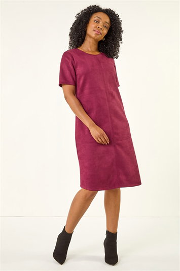 Petite Faux Suede Stretch Shift Dress 14733195