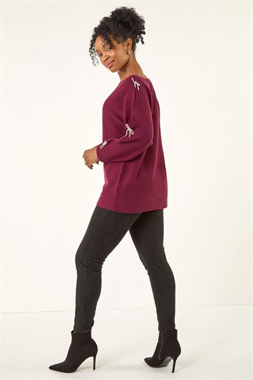 Petite Bow Trim Sleeve Knit Jumper 16321595
