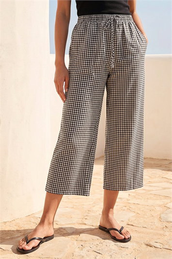 Petite Gingham Stretch Cropped Trouser 18108008