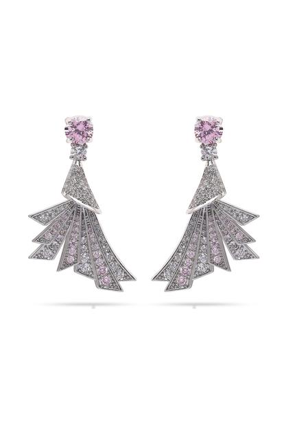Pink Feather Shaped Drop Earrings
