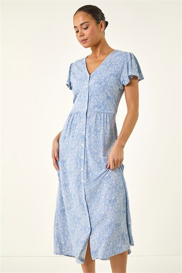Petite Abstract Spot Midi Dress 14841109