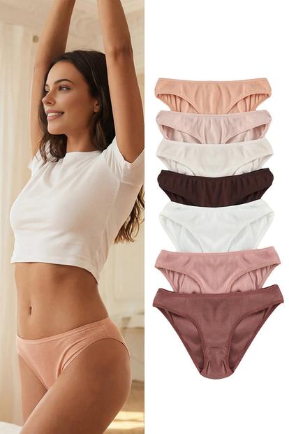Multi 7 Pack Ribbed Knitted Bikini Briefs Multipack