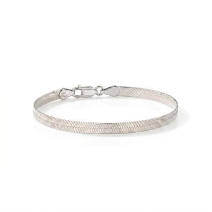 Metallic Italian Herringbone Sterling Chain Bracelet
