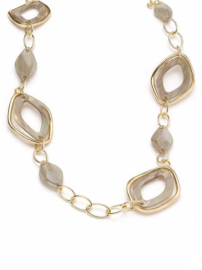 Cream Geometric Shell Link Statement Necklace