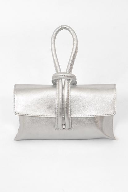 Metallic Italian Leather Wristlet Clutch Bag M000029295