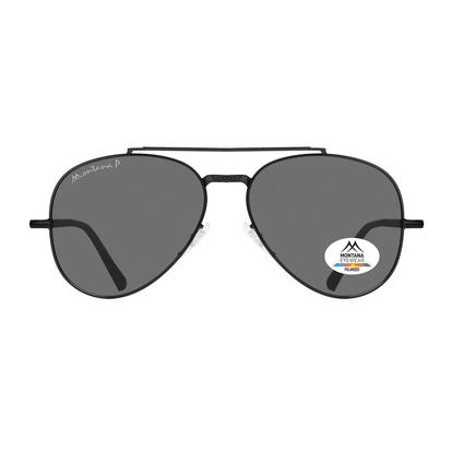 Black Aviator Shiny Black Smoke Grey Polarized Mp185