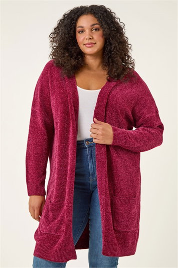 Curve Textured Chenille Knit Cardigan 16248778