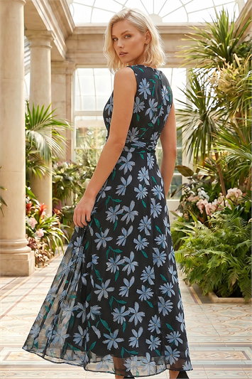 Petite Floral Ruched Waist Maxi Dress 14823008