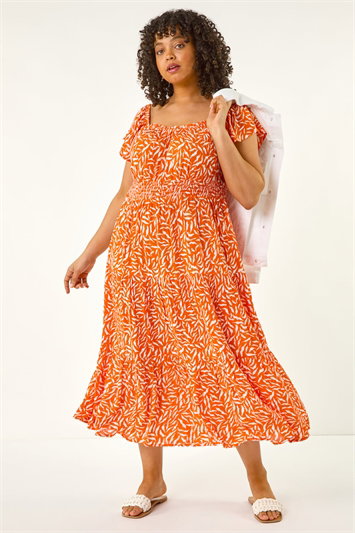 Curve Shirred Printed Dress 14721064
