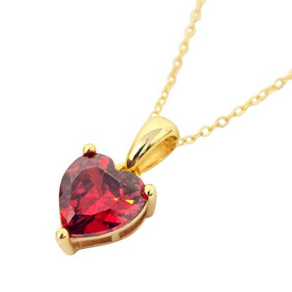 Metallic Love Heart Garnet January Birthstone Necklace