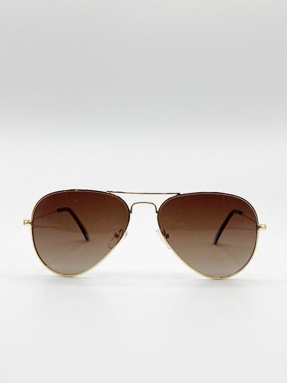 Brown Classic Brown Aviator Sunglasses Polarized