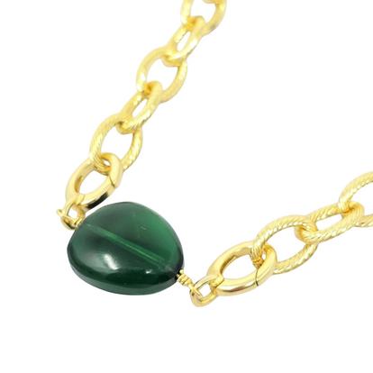 Metallic Emerald May Birthstone Statement Pendant Necklace