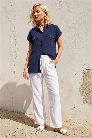 Petite Pocket Button Up Blouse 10232460