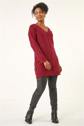 Petite Sparkle V-Neck Knit Jumper 16307995