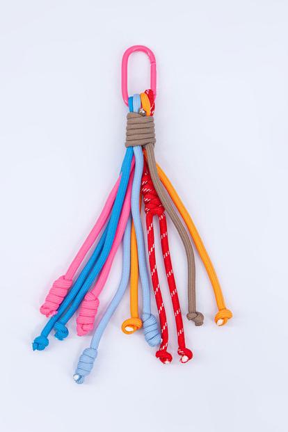 Multi Rainbow Laces Clip On Bag Charm In Multi