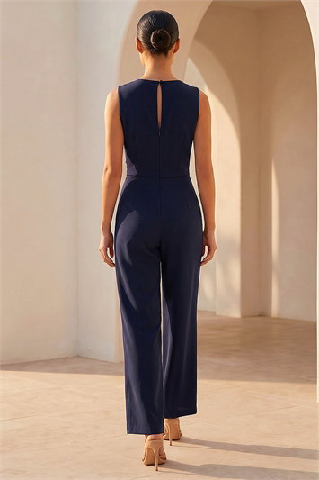 Petite V-Neck Full Length Jumpsuit 14878960
