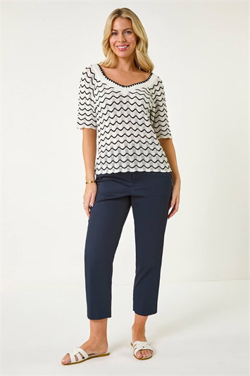 Petite Wave Print V-Neck Knit Jumper 16179594